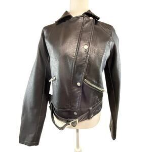 Massimo Leather Look Jacket Size Small very nice motorcycle type coat